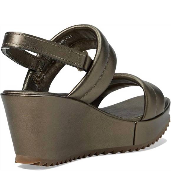 NEW PEDRO GARCIA women's fioralba wedge sandals in bronze nappa lame - Picture 4 of 5